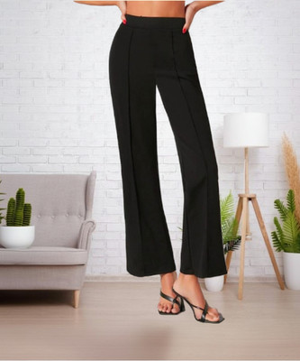 MISS BALIKA Flared Women Black Trousers