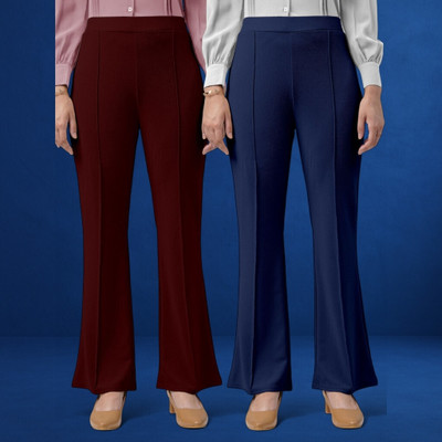 jenile stoor Loose Fit Women Maroon, Dark Blue Trousers