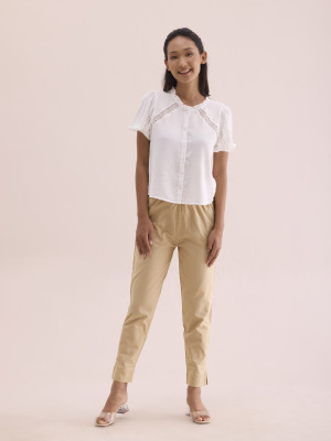 GO COLORS Relaxed Women Beige Trousers