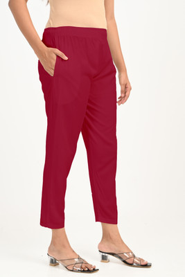 X U F A Tapered Women Maroon Trousers