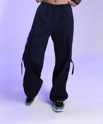 Tokyo Talkies Streetwise Parachute Pants Regular Fit Women Dark Blue Trousers