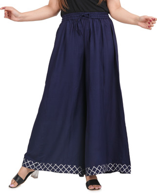 AARMAD Flared Women Blue Trousers
