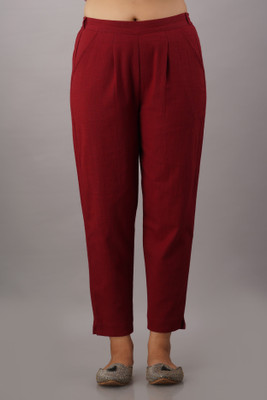 VEDANA Regular Fit Women Maroon Trousers