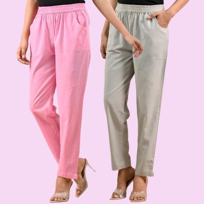 SAAV Regular Fit Women Pink, Grey Trousers