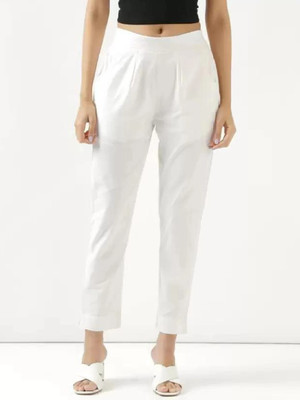 Anmi Comfort Fit Women White Trousers