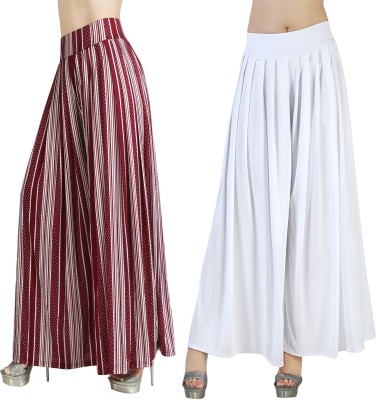 Fashion Bazaar Flared Women Maroon, White Trousers