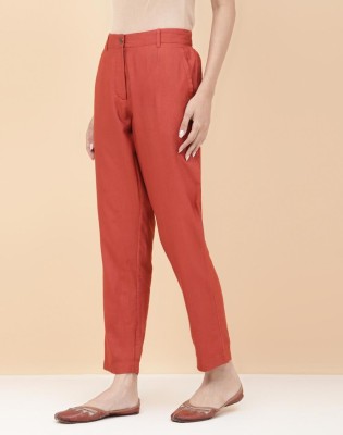 Fabindia Slim Fit Women Orange Trousers