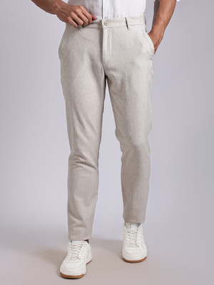 THOMAS SCOTT Regular Fit Men Cream Trousers