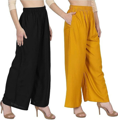 ABE Regular Fit Women Black, Yellow Trousers