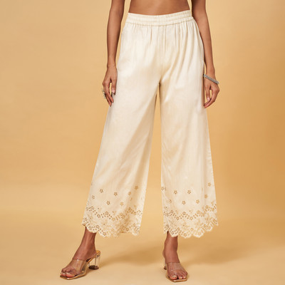 Rangmanch by Pantaloons Straight Fit Women White Trousers