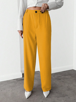 Toochki Regular Fit Women Yellow Trousers