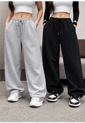TABUBU Solid Women Grey, Black Track Pants