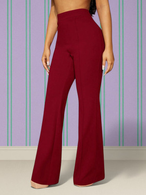 nitafashion Comfort Fit, Regular Fit Women Maroon Trousers