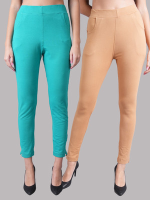 VALLES365 by S.c. Regular Fit Women Beige, Green Trousers