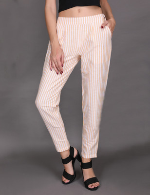 Me Craft Regular Fit Women Orange, White Trousers