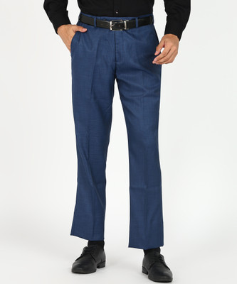 PARK AVENUE Regular Fit Men Dark Blue Trousers