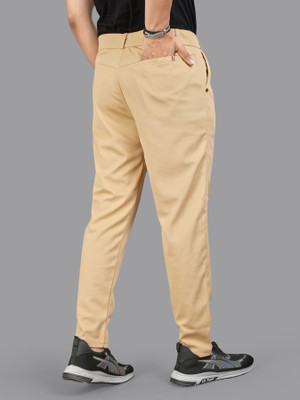 Style Grove Slim Fit Men Gold Trousers