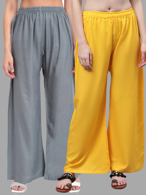 VALLES365 by S.c. Flared Women Grey, Yellow Trousers