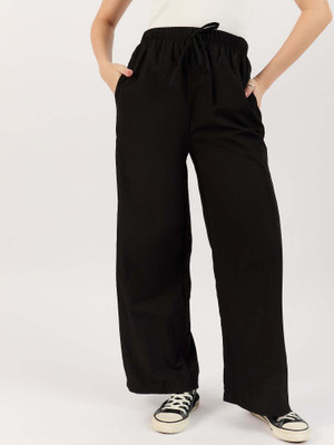 OUTZIDR Relaxed Women Black Trousers