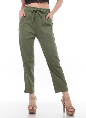 TRUELADY Regular Fit Women Dark Green Trousers