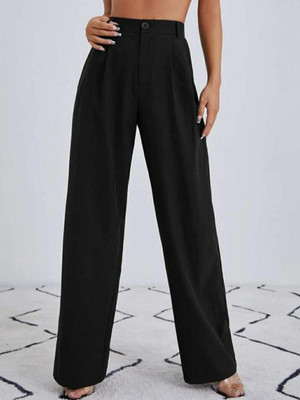Broadstar Loose Fit Women Black Trousers