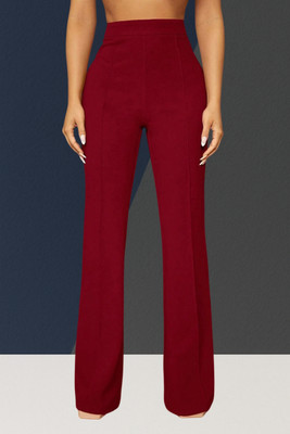 SKD TRENDZ Comfort Fit, Regular Fit Women Maroon Trousers