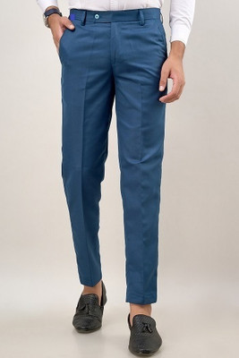 SHREEAARVI Regular Fit Men Light Blue Trousers