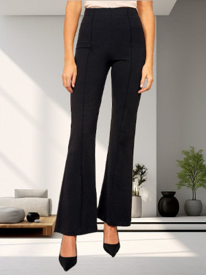 MISS BALIKA Flared Women Black Trousers