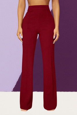 AKOTTY Comfort Fit, Regular Fit Women Maroon Trousers