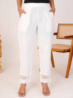 Mast Kalandar Regular Fit, Straight Fit Women White Trousers