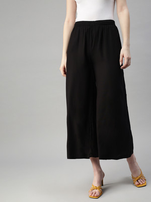 Kryptic Flared Women Black Trousers