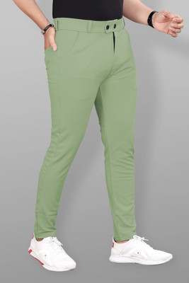 ALPHALEGS Slim Fit Men Light Green Trousers