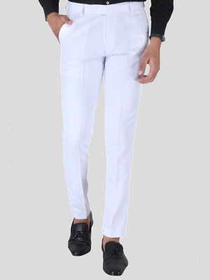 SREY Slim Fit Men White Trousers