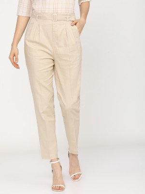 Tokyo Talkies Tapered Women Beige Trousers