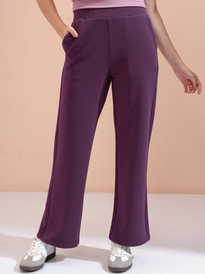 Tokyo Talkies Straight Fit Women Purple Trousers