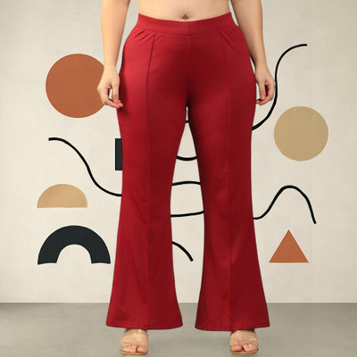 Looksky Loose Fit Women Maroon Trousers