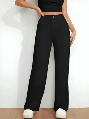 KISURA Regular Fit Women Black Trousers