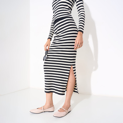 Honey By Pantaloons Striped Women A-line Black Skirt