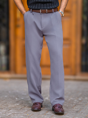 MANIAC Comfort Fit Men Grey Trousers