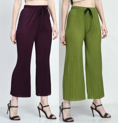 GLADLY Regular Fit Women Brown, Light Green Trousers