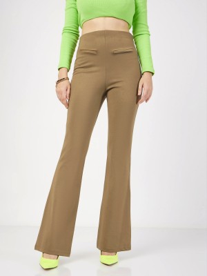 SASSAFRAS Slim Fit Women Beige Trousers