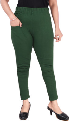 DKD Regular Fit Women Dark Green Trousers