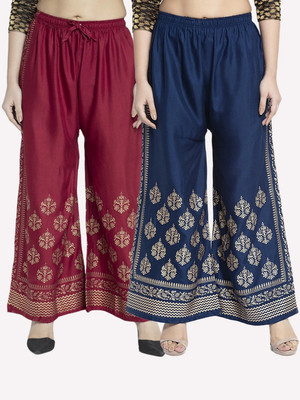 OMAYAA Comfort Fit Women Maroon, Blue Trousers