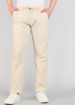 INTEGRITI Slim Fit Men Cream Trousers