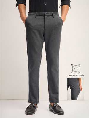 THE BEAR HOUSE Slim Fit Men Grey Trousers