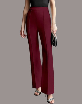 HouseOfCommon Regular Fit Women Maroon Trousers