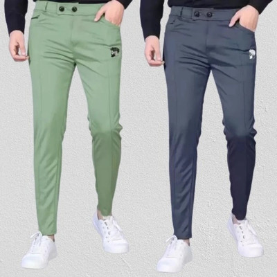 K.K Garment Regular Fit Men Green, Grey Trousers