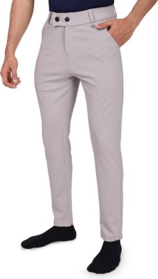 ynam Slim Fit Men Silver Trousers