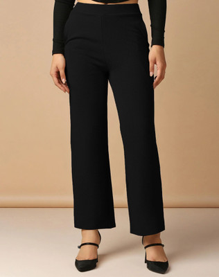 Selvia Comfort Fit Women Black Trousers