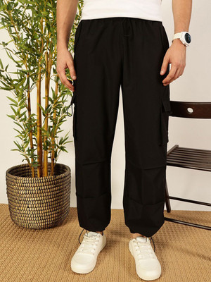 Mast & Harbour Loose Fit Men Black Trousers